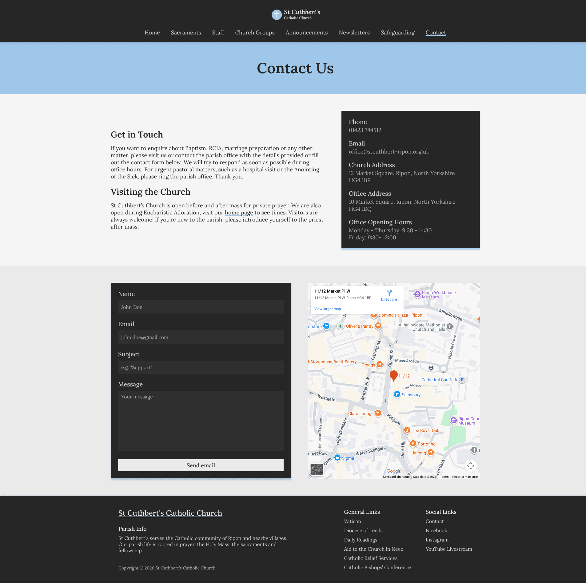 Contact Page Template - Map Embed & Secure Contact Form