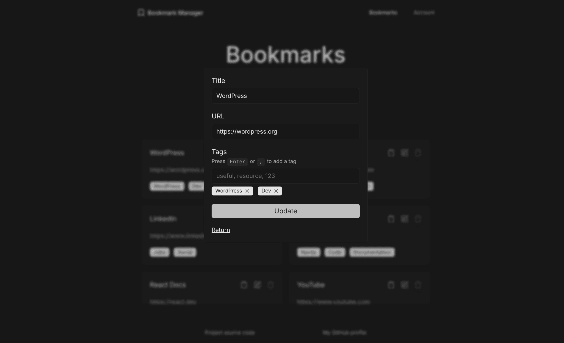 Edit bookmark