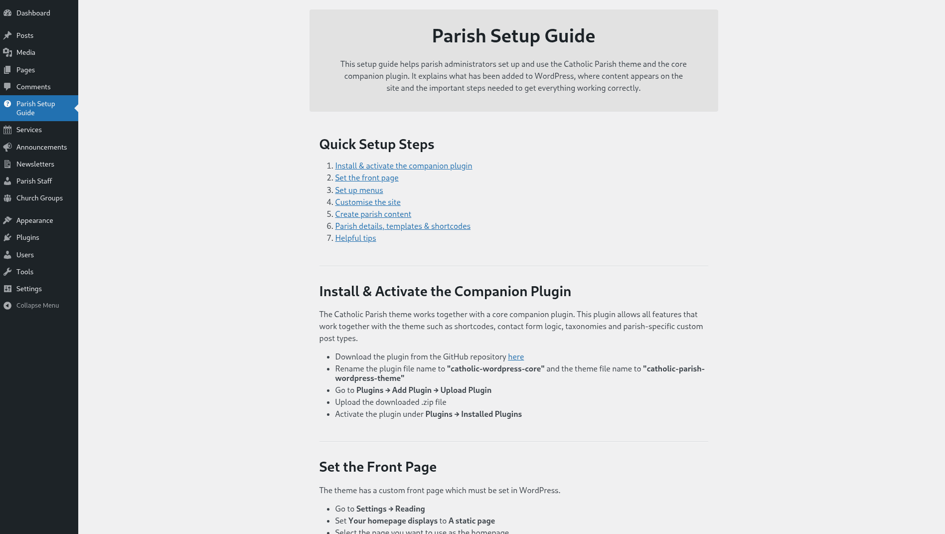 Parish Setup Guide - Custom Admin Onboarding Page