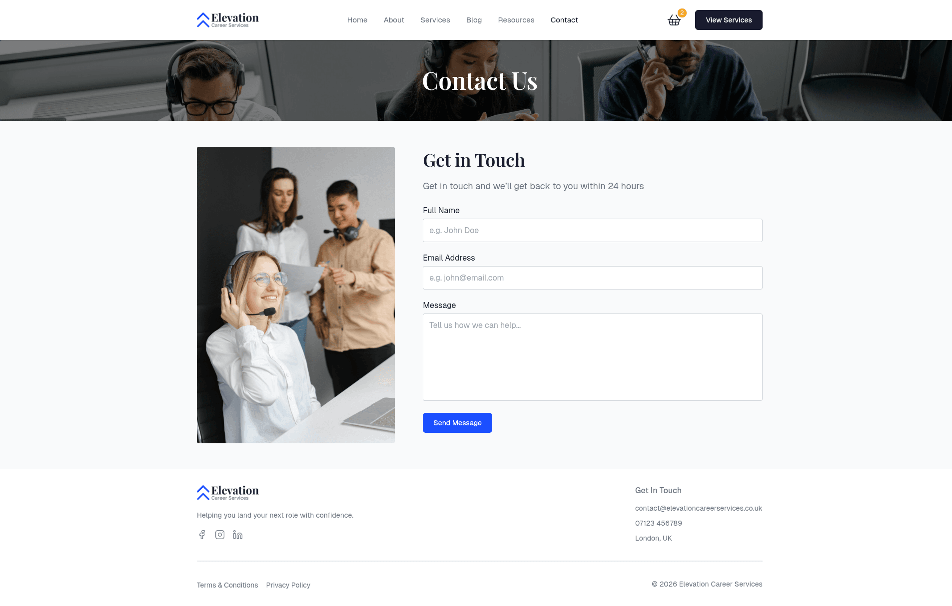 Contact page template with Contact Form 7 integration