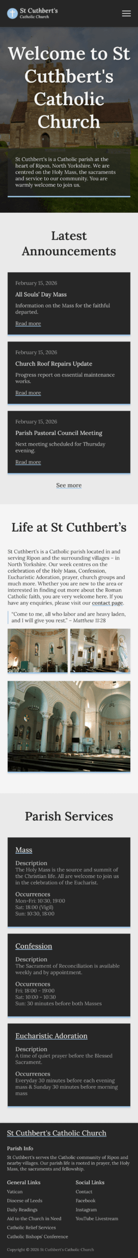 Front Page - Mobile View